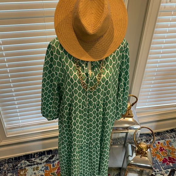 Green Lantern Sleeve Printing Long boho Dress - Picture 4 of 11